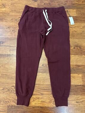 Label Brand Men's Go To Jogger Pant Burgundy Size Large NWT Cotton Loungewear